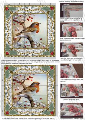Christmas Robin Lace 5inch 3D Paper Weaving Sheet