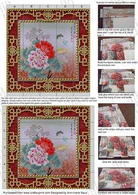 Oriental Butterfly Peony 5inch 3D Paper Weaving Sheet