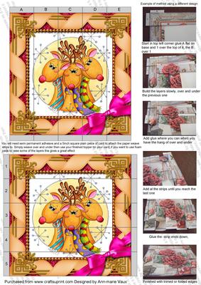 Cute Reindeer Trio 5inch 3D Paper Weaving Sheet