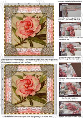 Pink Peony 5inch 3D Paper Weaving Sheet