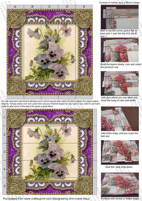 Purple Pansies Lace 5inch 3D Paper Weaving Sheet