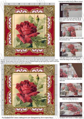 Red Rose Lace 5inch 3D Paper Weaving Sheet
