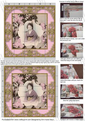 Beautiful Oriental Girl 5inch 3D Paper Weaving Sheet