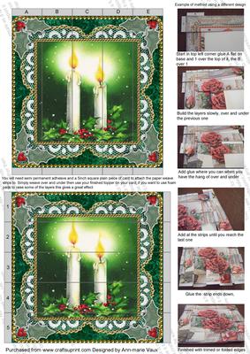 Christmas Candle Duo 5inch 3D Paper Weaving Sheet