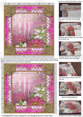 Pink Poinsettia Lace 5inch 3D Paper Weaving Sheet