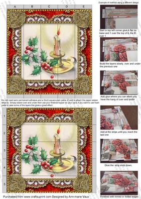 Christmas Candle4 in 5inch 3D Paper Weaving Sheet