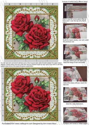 Vintage Roses1 Lace 5inch 3D Paper Weaving Sheet