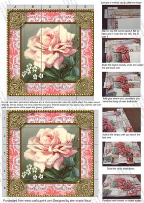 Pink Rose2 Lace 5inch 3D Paper Weaving Sheet