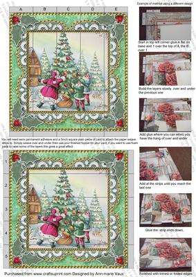 Santa Decorating Tree Lace 5inch 3D Paper Weaving Sheet