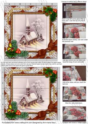 Church Lights on Holly 5inch 3D Paper Weaving Sheet