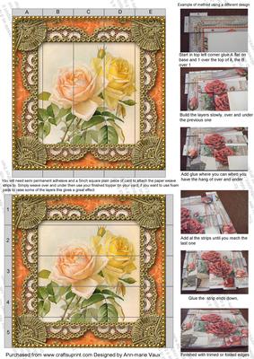 Peach Roses 5inch 3D Paper Weaving Sheet