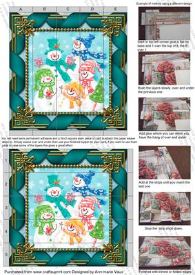 Snowman Family 5inch 3D Paper Weaving Sheet