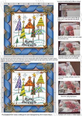 Happy Holidays Trees 5inch 3D Paper Weaving Sheet