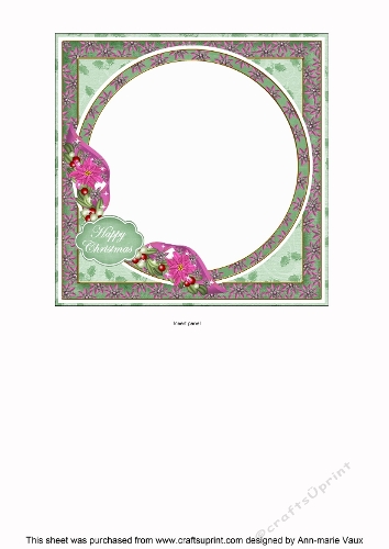 Pink Green Christmas Candles Happy Christmas 6inch Circle Topper Insert Panel
