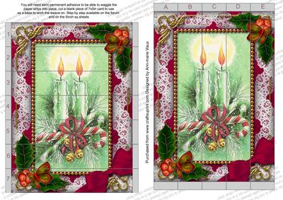 Christmas Candle Duo Holly 7x5inch 3D Paper Weaving Sheet