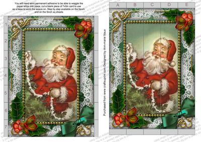 Santa Holly 7x5inch 3D Paper Weaving Sheet
