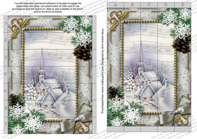 Blue Church Snow 7x5inch 3D Paper Weaving Sheet