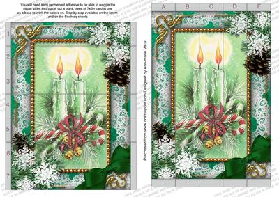 Candle Duo Snow 7x5inch 3D Paper Weaving Sheet
