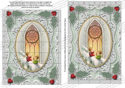 Christmas Church Window Lace 7x5inch 3D Paper Weaving Sheet