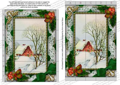 Christmas Scene Holly 7x5inch 3D Paper Weaving Sheet