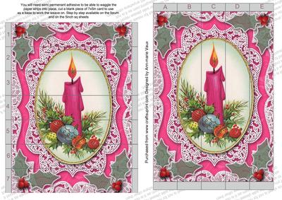 Christmas Pink Candle Lace 7x5inch 3D Paper Weaving Sheet