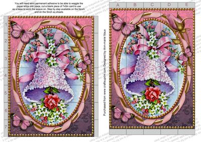 Two Tone Wedding Bells 7x5inch 3D Paper Weaving Sheet