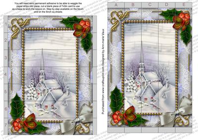 Blue Church Holly 7x5inch 3D Paper Weaving Sheet