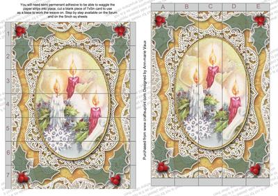 Christmas Pastel Candles Lace 7x5inch 3D Paper Weaving Sheet