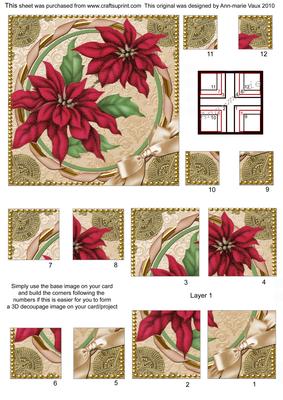 Poinsettia Gold All 4 Corner Stacker Card Front