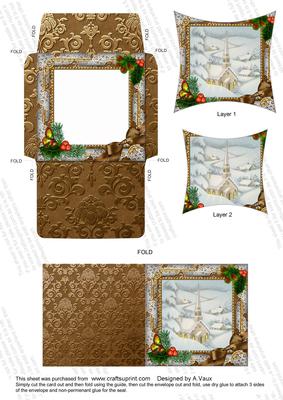 Church Holly Mini Card Envelope Pointy Stacker Aio