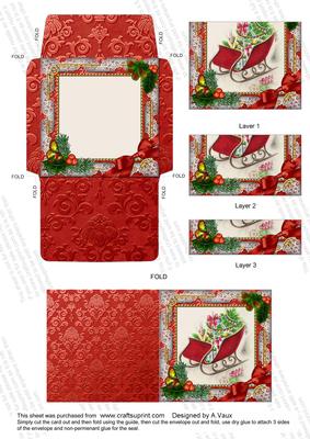 The Sleigh Holly Mini Card Envelope Bottom Stacker Aio