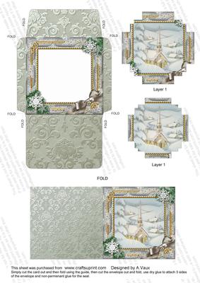 Church Snow Card Envelope Block Shaped Stacker Aio