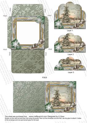 Single Tree Snow Mini Card Scallop Bottom Stacker Aio
