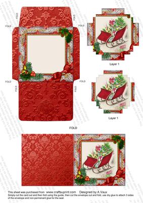 The Sleigh Holly Mini Card Envelope Block Shaped Stacker Aio