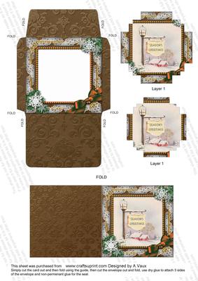 Pub Sign Snow Mini Card Envelope Block Shaped Stacker Aio
