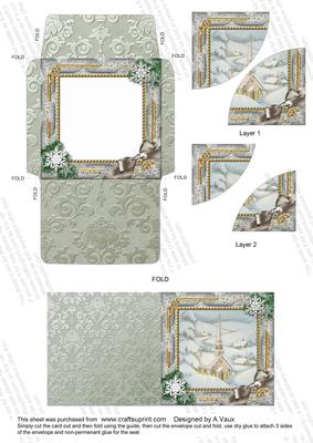 Church Snow Mini Card Envelope Duo Corner Stacker Aio