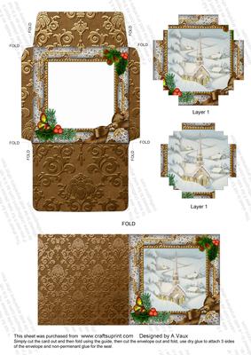 Church Holly Mini Card Envelope Block Shaped Stacker Aio