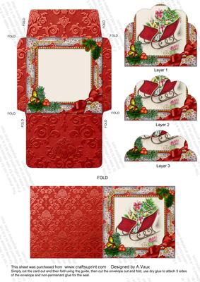 The Sleigh Holly Card Envelope Scallop Bottom Stacker Aio