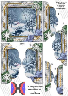 Blue Winter Walk Snow 5in Side by Side Round Scallop Stacker