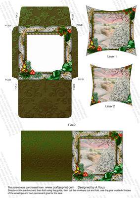 Christmas Stream Holly Mini Card Envelope Pointy Stacker Aio