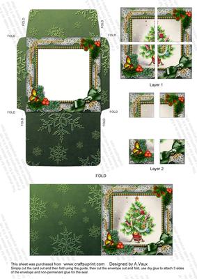 The Tree Holly Mini Card Envelope 4 Corner Stacker Aio