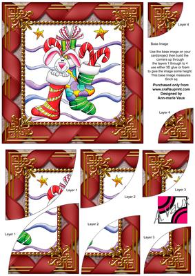 Rabbit in My Stocking 6 Inch Duo Corner Stack Card Front