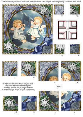 Singing Angels Snow All 4 Corner Stacker Card Front