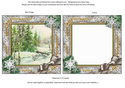 Winter Countryside Snow Ornate Square Card Front and Frame