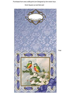 Christmas Blue Tits Eyelet 5in Folded Card