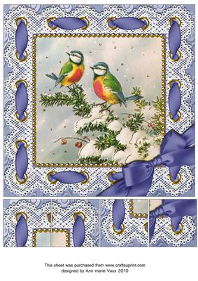 Christmas Blue Tits 8inch Picture Sheet