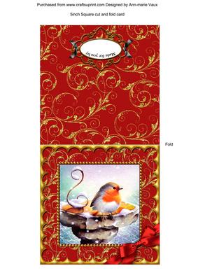 Christmas Red Robin Scallop 5in Quick Card