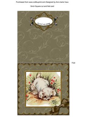 Cute Puppy Scallop 5inch Cut and Fold Card