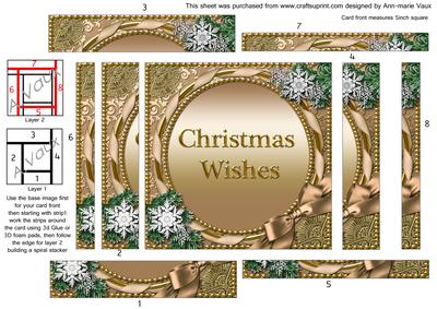 Christmas Wishes Gold Spiral Edge Stacker Card Front