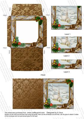 Church Holly 3in Mini Card Envelope Bottom Stacker Aio